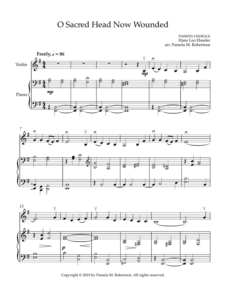 O Sacred Head Now Wounded - Piano and Violin Chamber Music scores gallery preview page 1