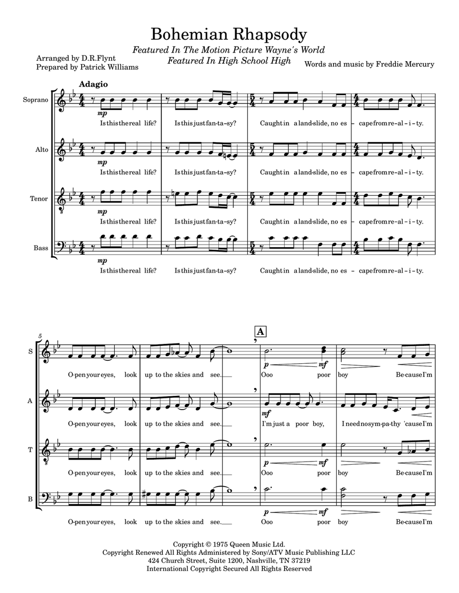 Bohemian Rhapsody Bohemian Rhapsody Divisi scores gallery preview page 1