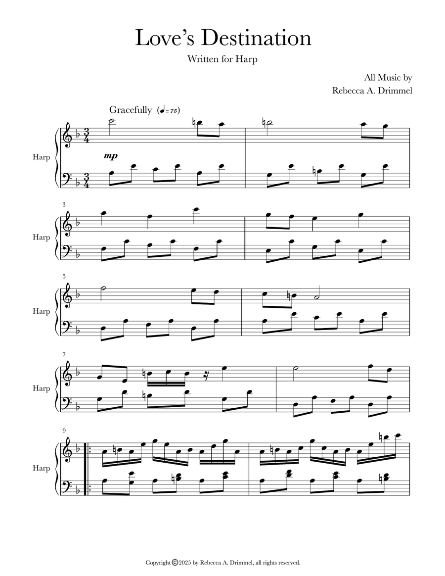 Love’s Destination Love’s Destination Celtic Harp scores gallery preview page 1