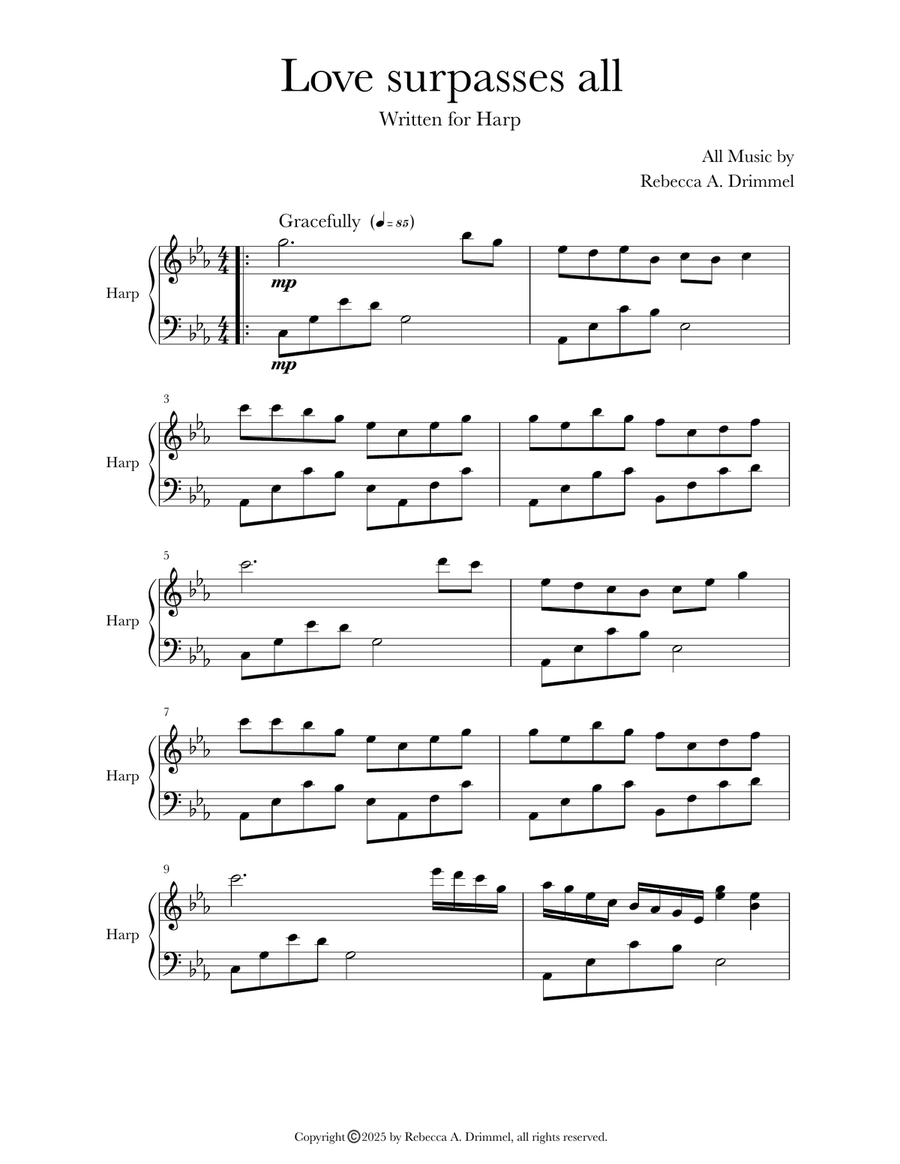 Love surpasses all Love surpasses all Celtic Harp scores gallery preview page 1