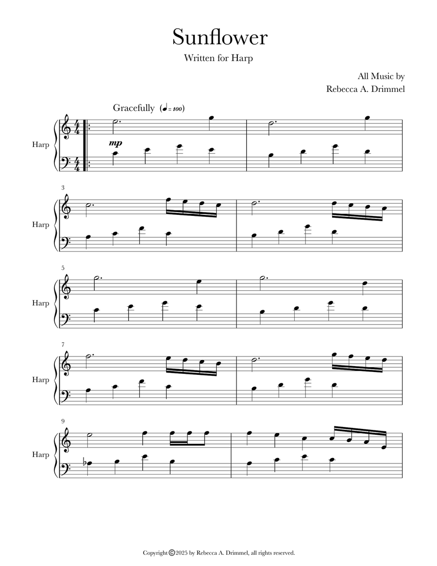 Sunflower Sunflower Celtic Harp scores gallery preview page 1