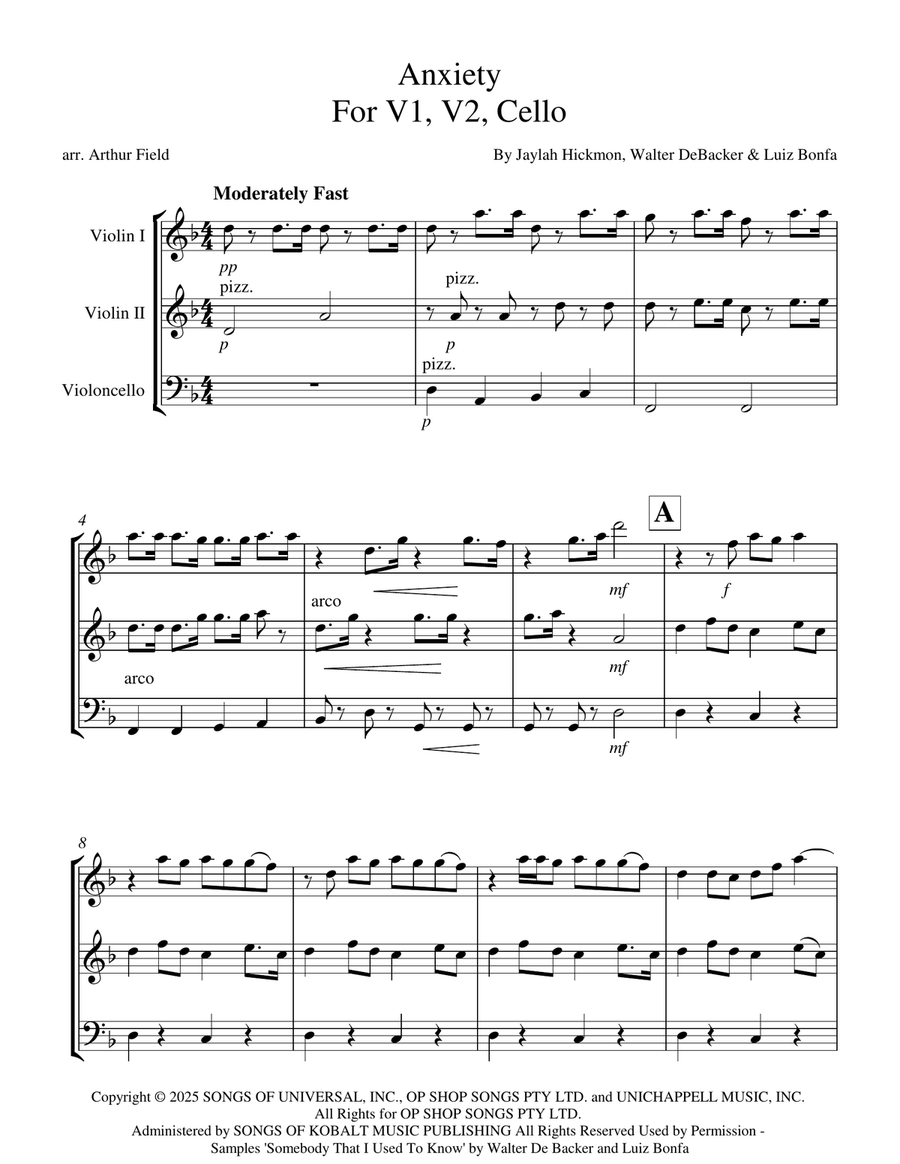 Anxiety String Trio scores gallery preview page 1