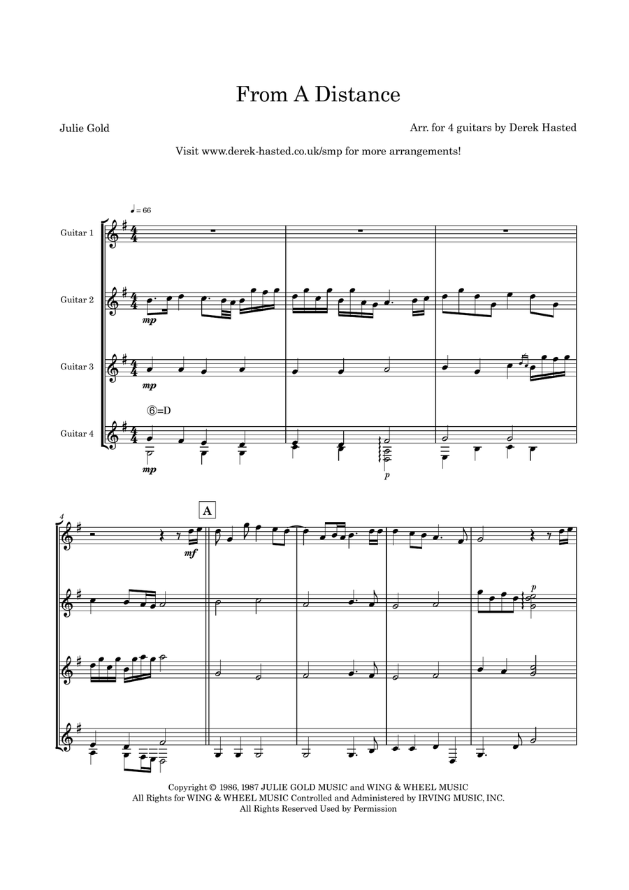 From A Distance Guitar Ensemble scores gallery preview page 4