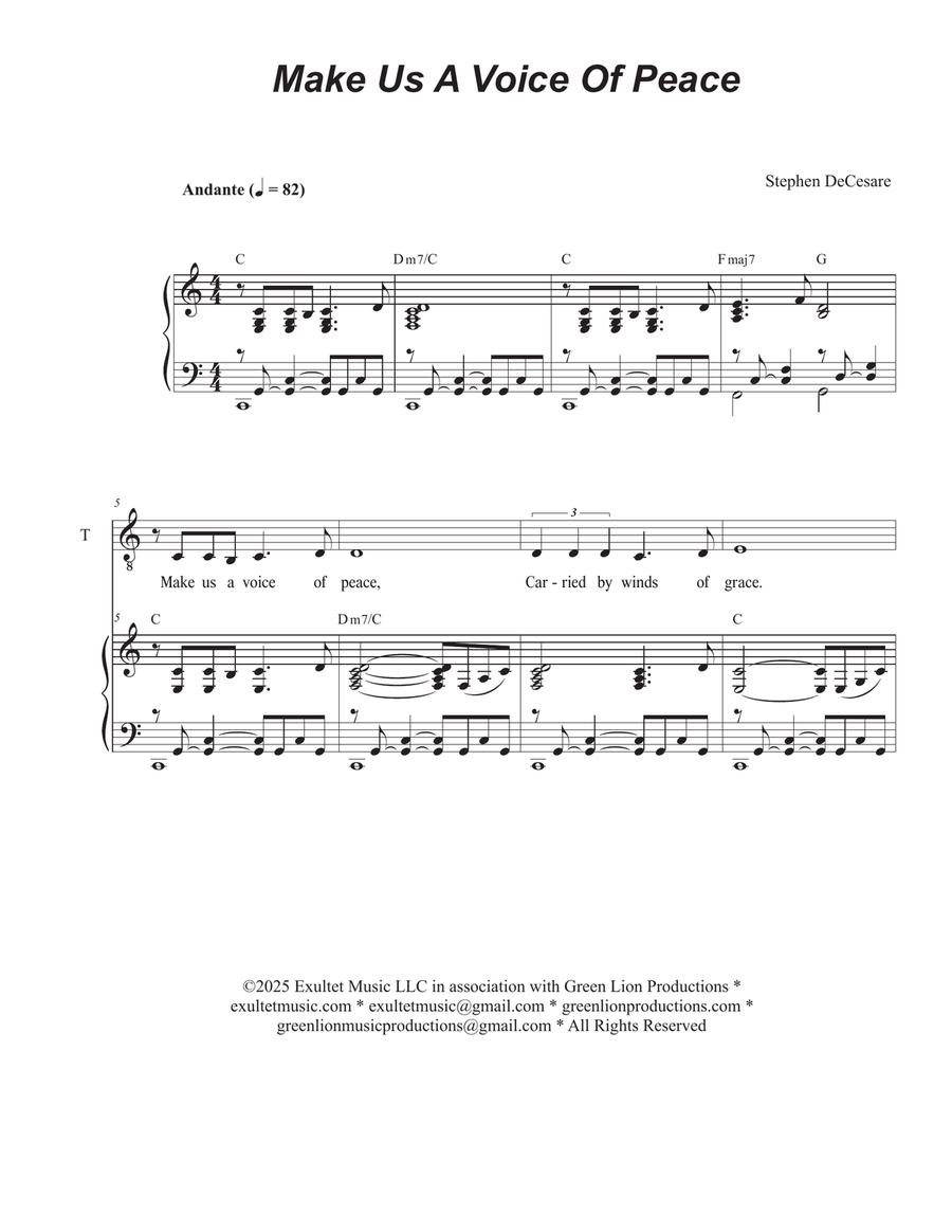 Make Us A Voice Of Peace (Duet for Soprano and Tenor solo) Tenor Voice scores gallery preview page 1