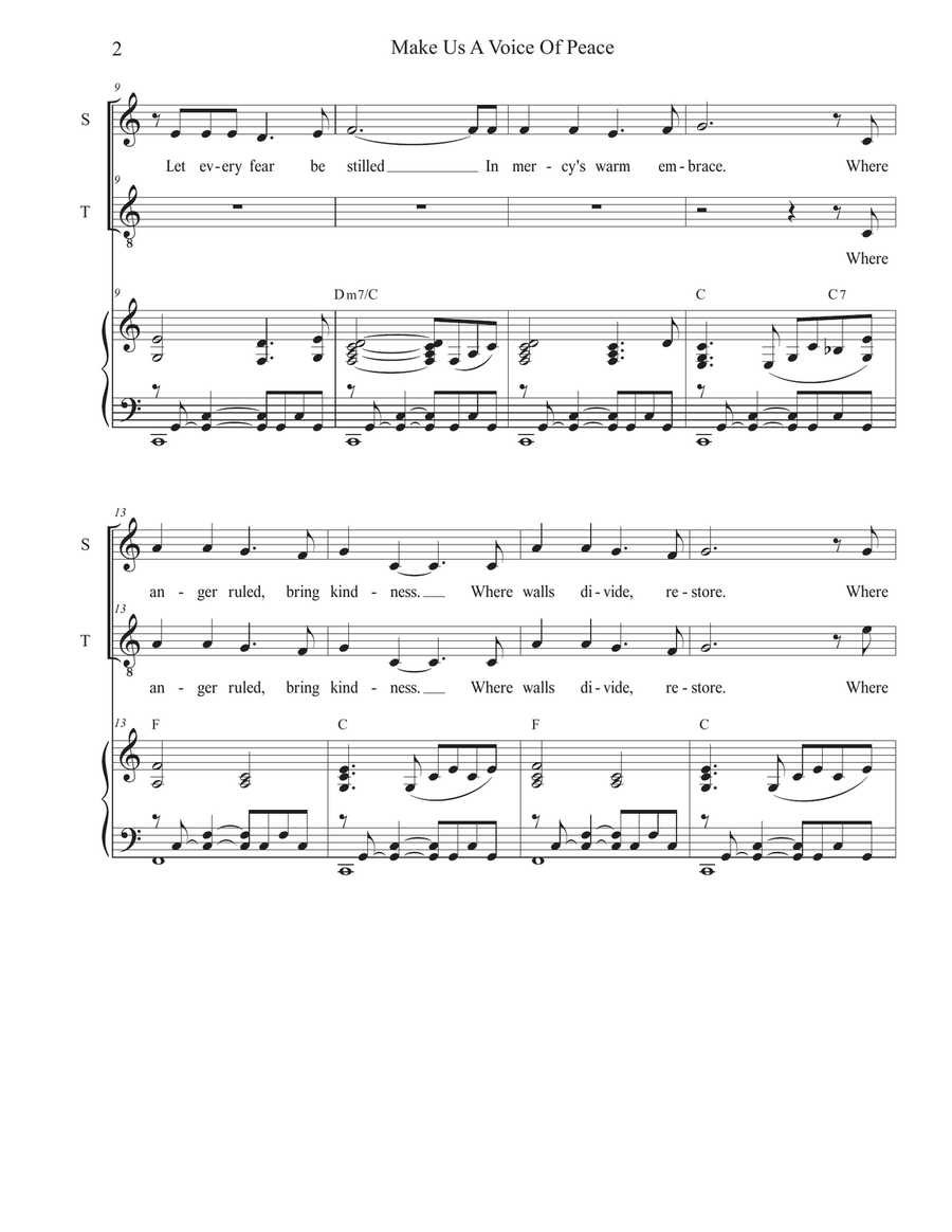 Make Us A Voice Of Peace (Duet for Soprano and Tenor solo) Tenor Voice scores gallery preview page 2