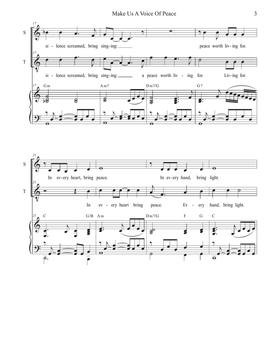 Make Us A Voice Of Peace (Duet for Soprano and Tenor solo) Tenor Voice scores gallery preview page 3