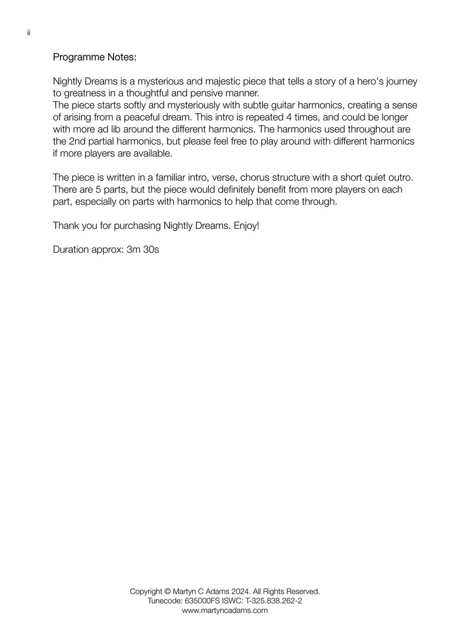 Nightly Dreams - Guitar Ensemble Guitar Ensemble scores gallery preview page 4