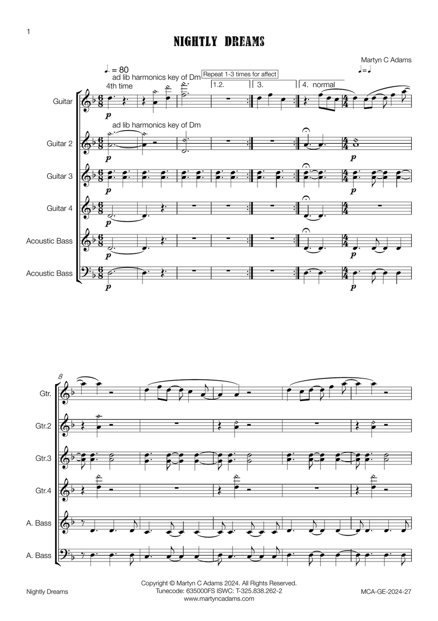 Nightly Dreams - Guitar Ensemble Guitar Ensemble scores gallery preview page 6