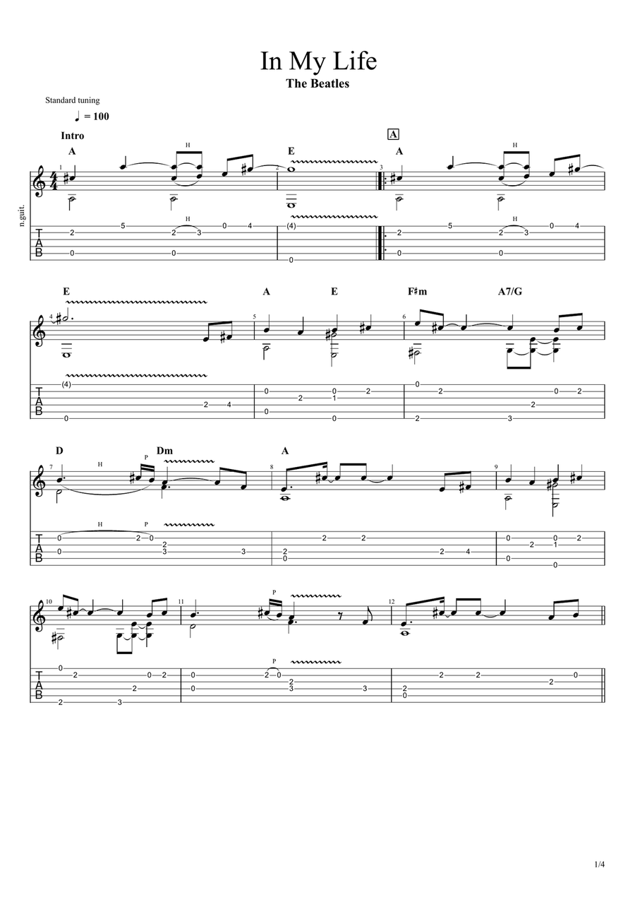 In My Life In My Life Acoustic Guitar scores gallery preview page 1