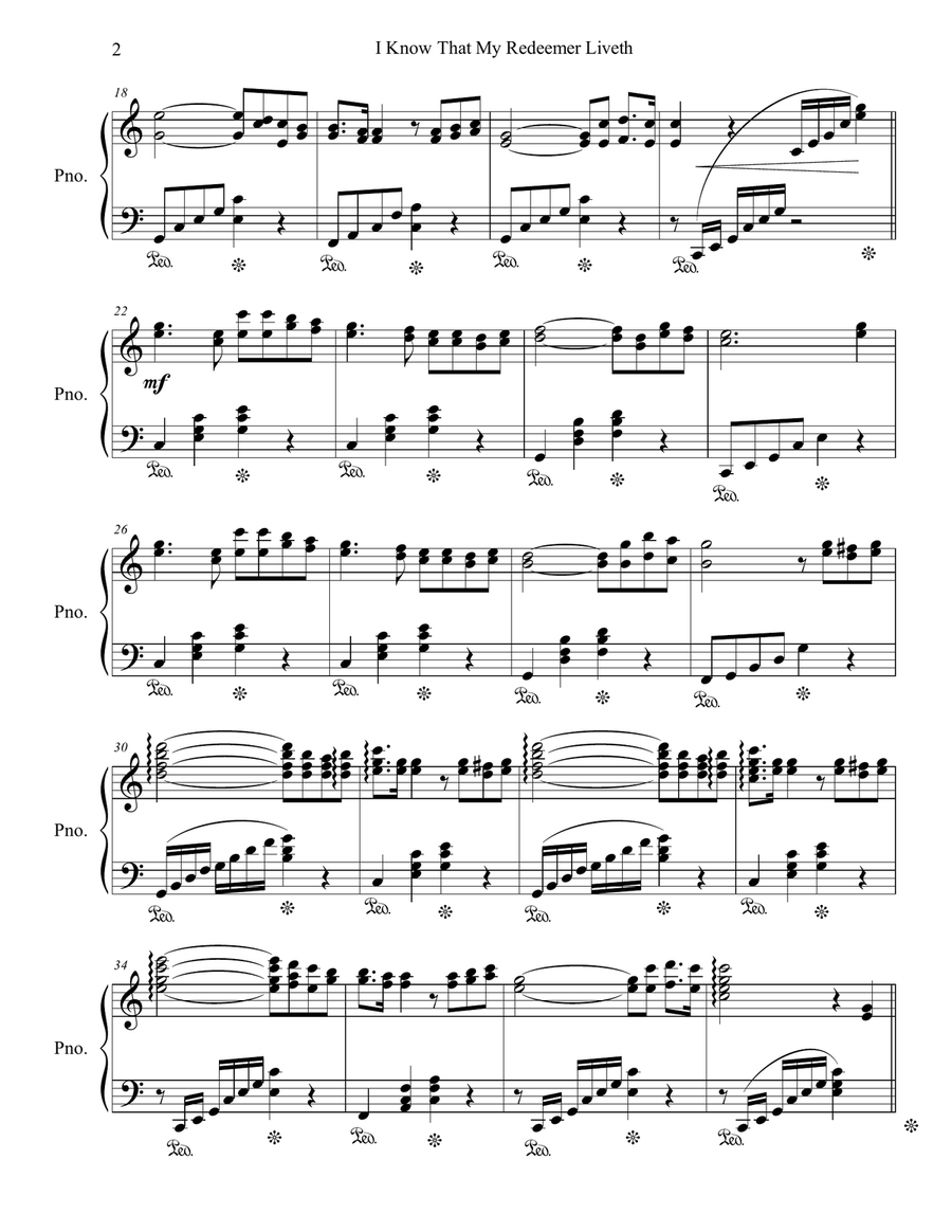 I Know That My Redeemer Liveth Piano Solo scores gallery preview page 3