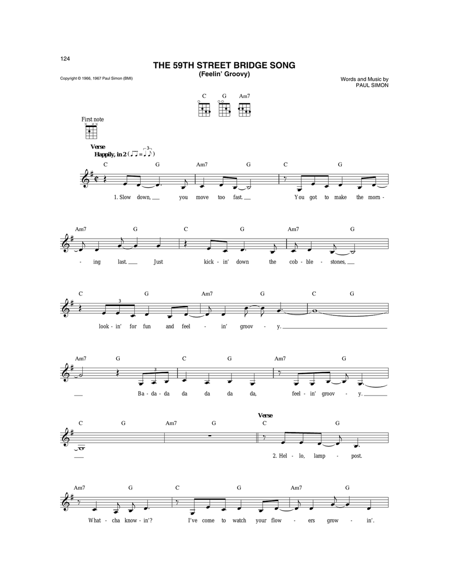 The 59th Street Bridge Song (Feelin' Groovy) Mandolin scores gallery preview page 1