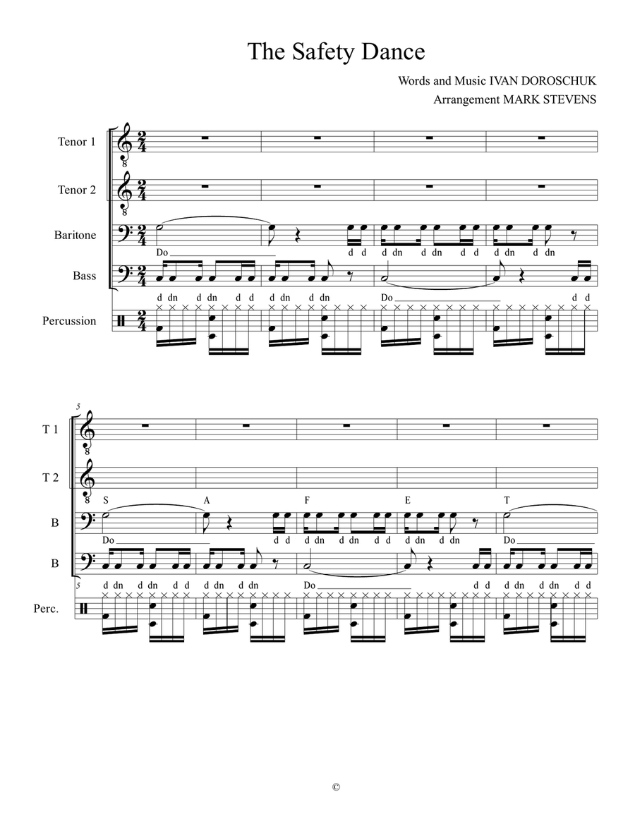 The Safety Dance The Safety Dance TTBB scores gallery preview page 2