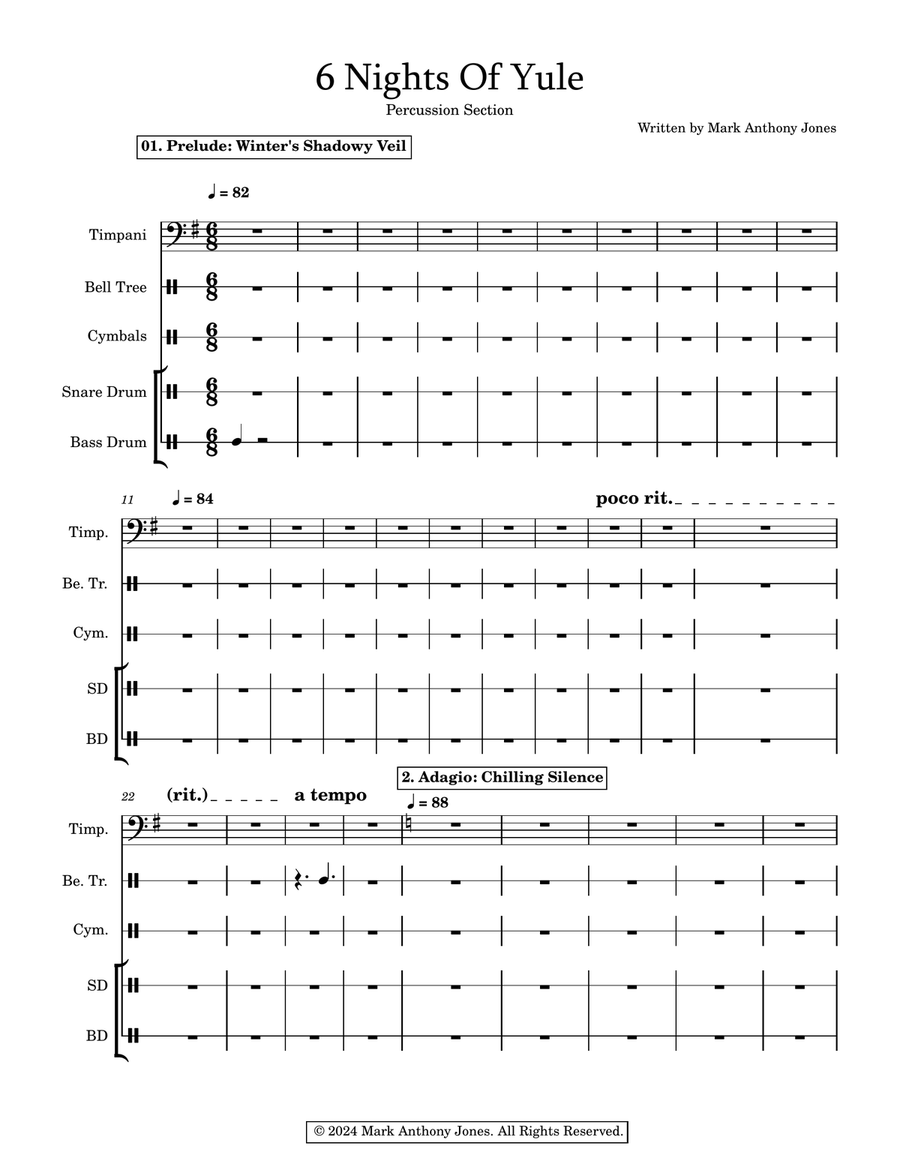 6 Nights Of Yule - Percussion Section Percussion Ensemble scores gallery preview page 3