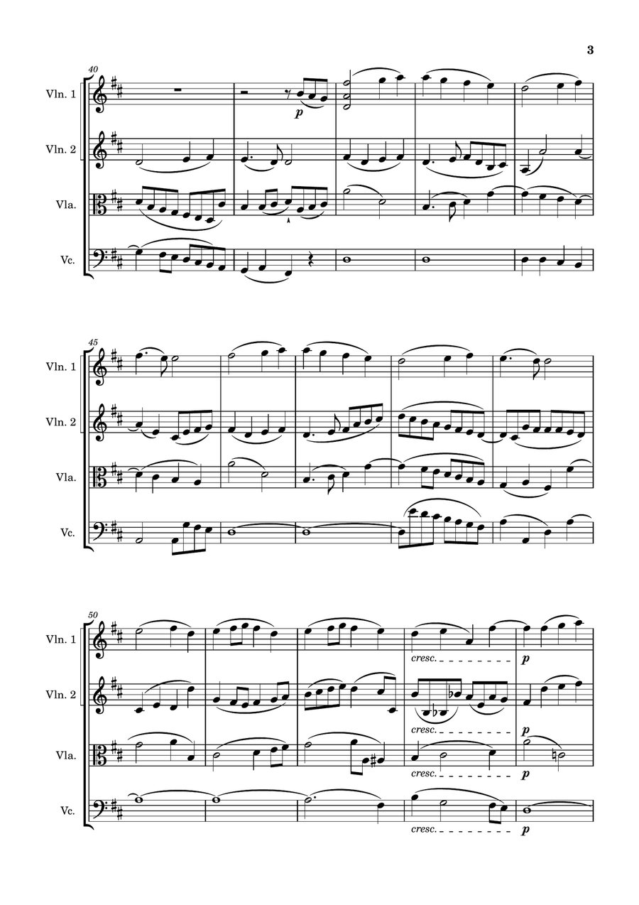 Ode to Joy (Main theme from the last movement of the 9th Symphony) String Quartet scores gallery preview page 3