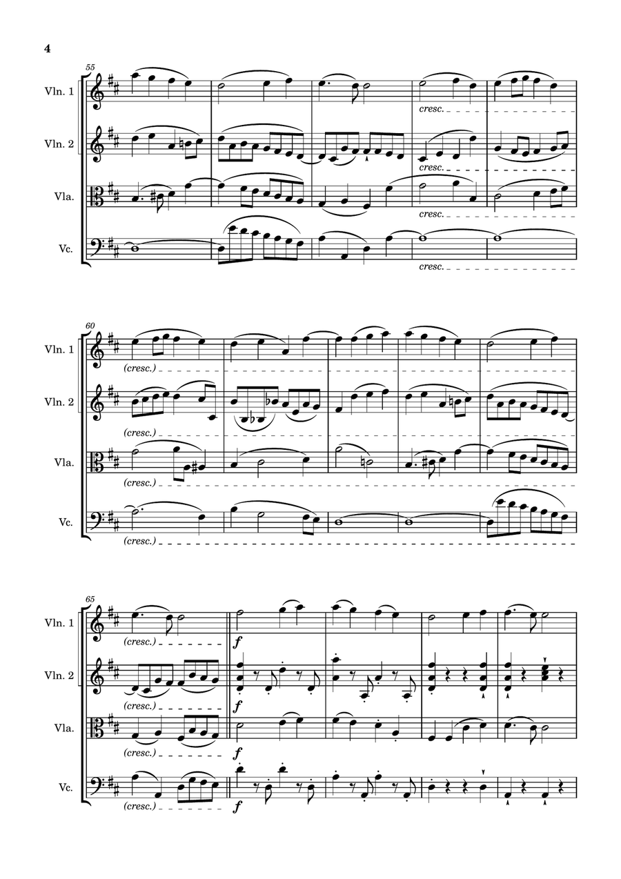 Ode to Joy (Main theme from the last movement of the 9th Symphony) String Quartet scores gallery preview page 4