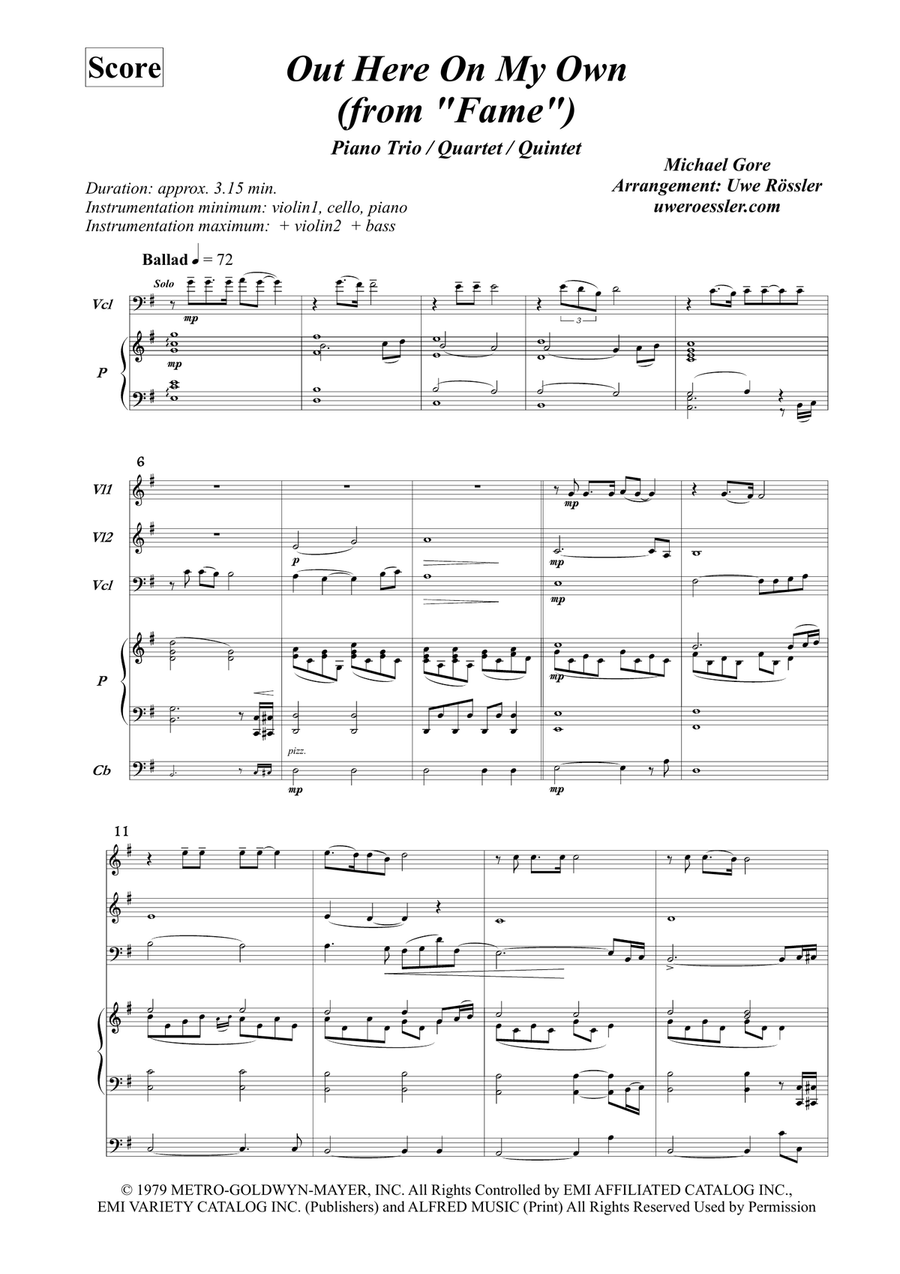 Out Here On My Own Out Here On My Own Piano Trio scores gallery preview page 1