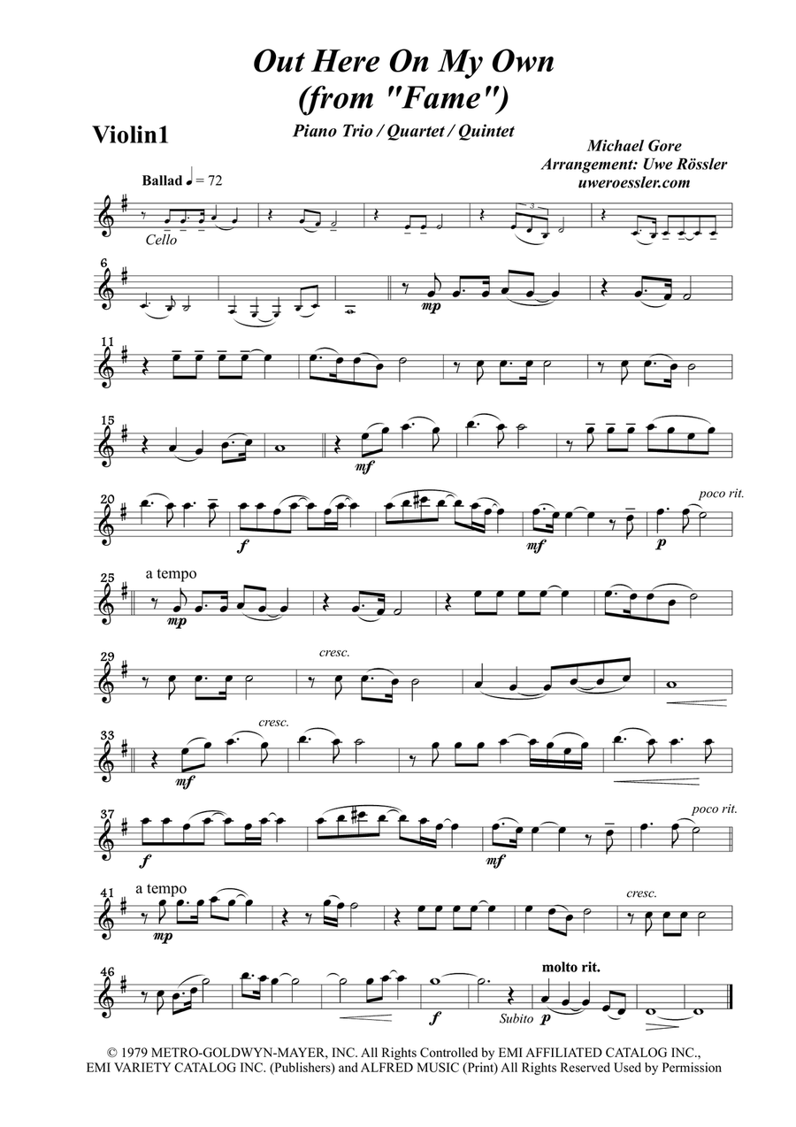 Out Here On My Own Out Here On My Own Piano Trio scores gallery preview page 5