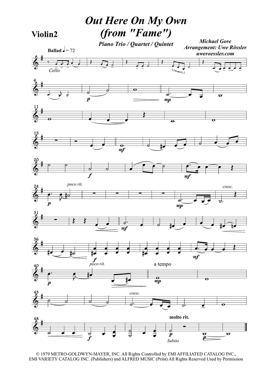 Out Here On My Own Out Here On My Own Piano Trio scores gallery preview page 6