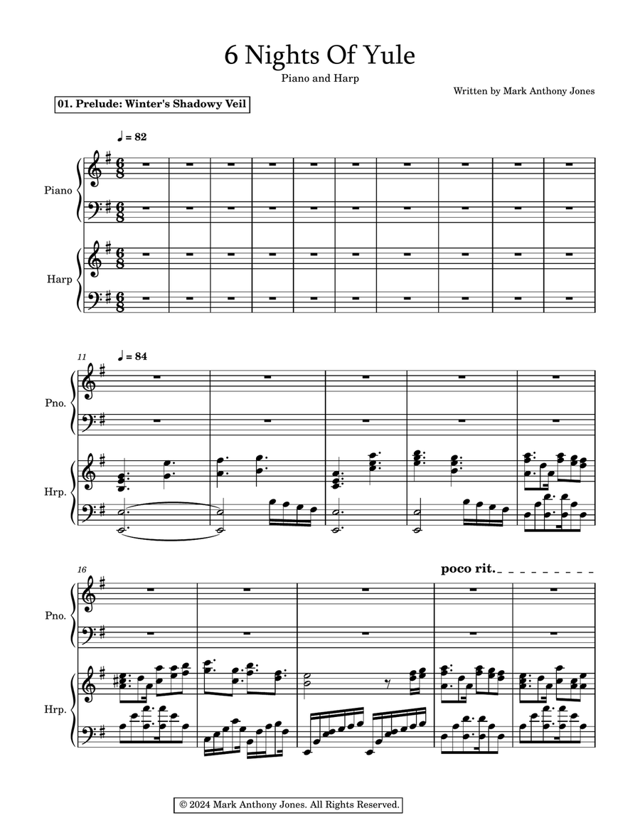 6 Nights Of Yule - Piano & Harp Harp scores gallery preview page 3