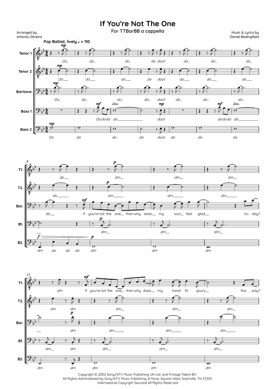 If I'm Not Made For You (If You're Not The One) TTBB scores gallery preview page 2