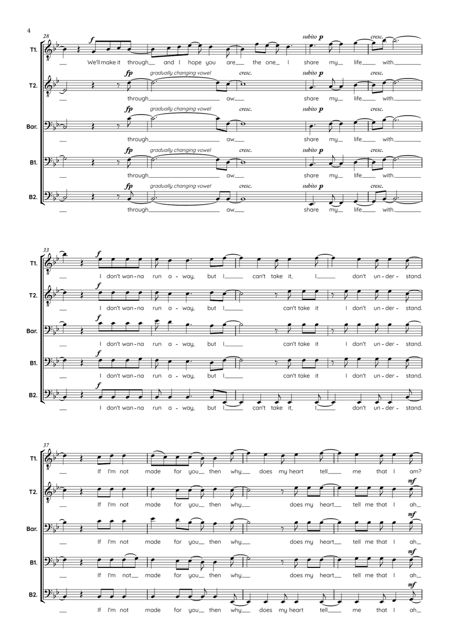 If I'm Not Made For You (If You're Not The One) TTBB scores gallery preview page 4