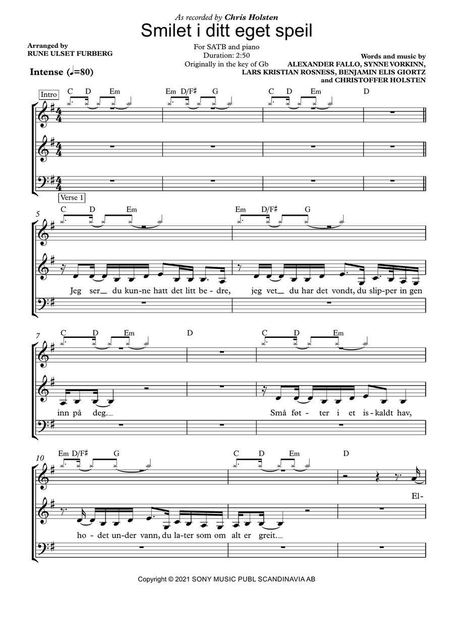 Smilet I Ditt Eget Speil Smilet I Ditt Eget Speil 4-Part scores gallery preview page 1