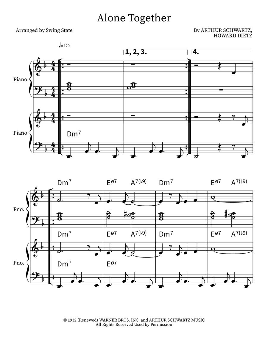 Alone Together Alone Together Easy Piano scores gallery preview page 1