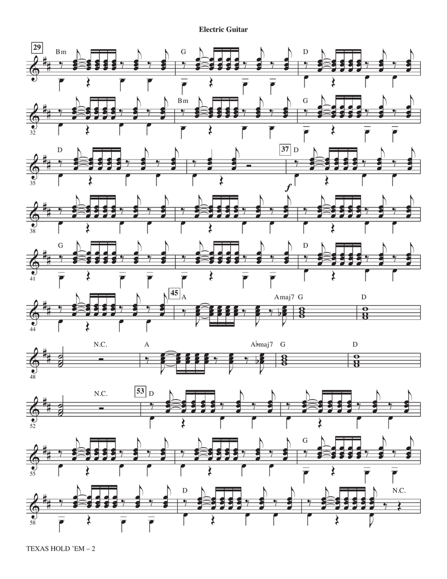 Texas Hold 'Em (arr. Roger Emerson) - Electric Guitar Choir scores gallery preview page 2