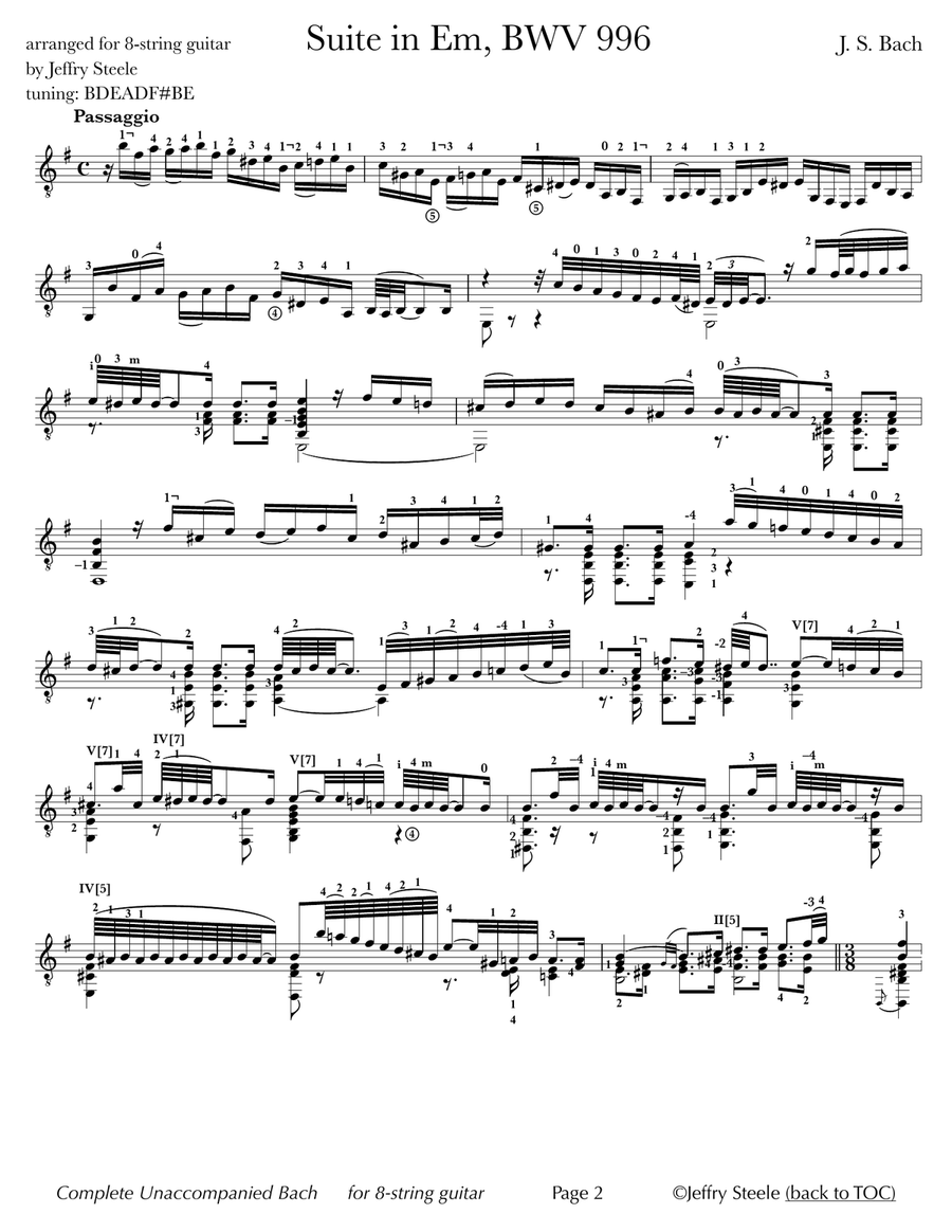 Complete Unaccompanied Lautenwerk, Violin, and Cello Works, BWV 995-1012, for 8-string guitar Violin scores gallery preview page 2