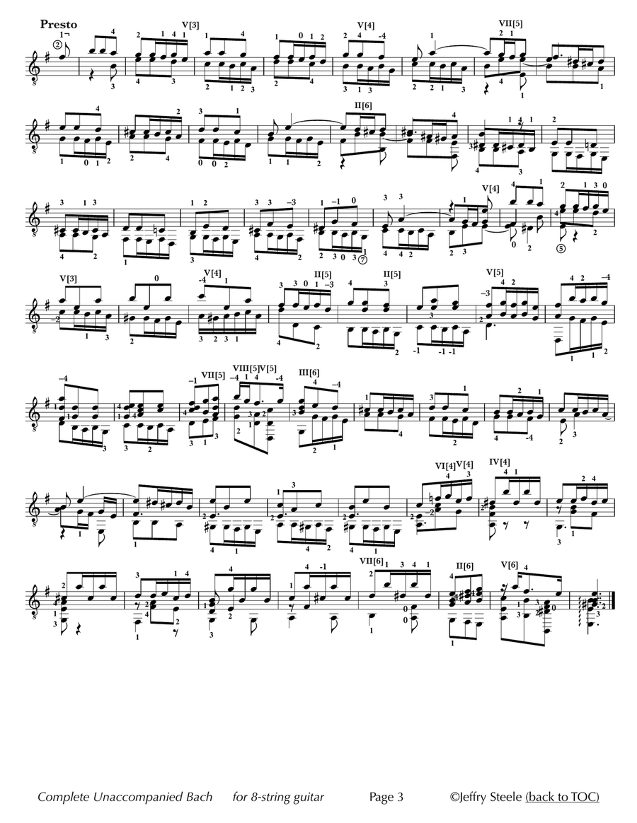 Complete Unaccompanied Lautenwerk, Violin, and Cello Works, BWV 995-1012, for 8-string guitar Violin scores gallery preview page 3