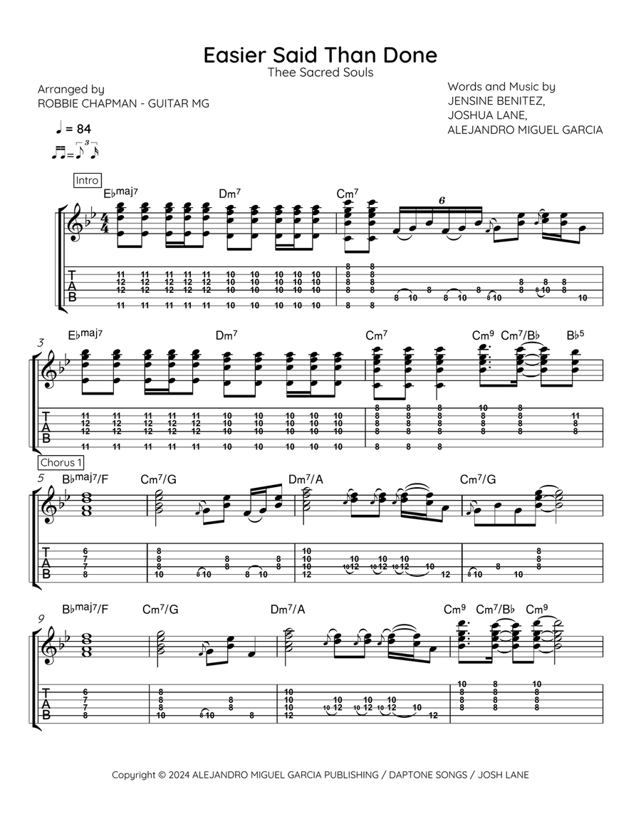 Easier Said Than Done Easier Said Than Done Acoustic Guitar scores gallery preview page 1