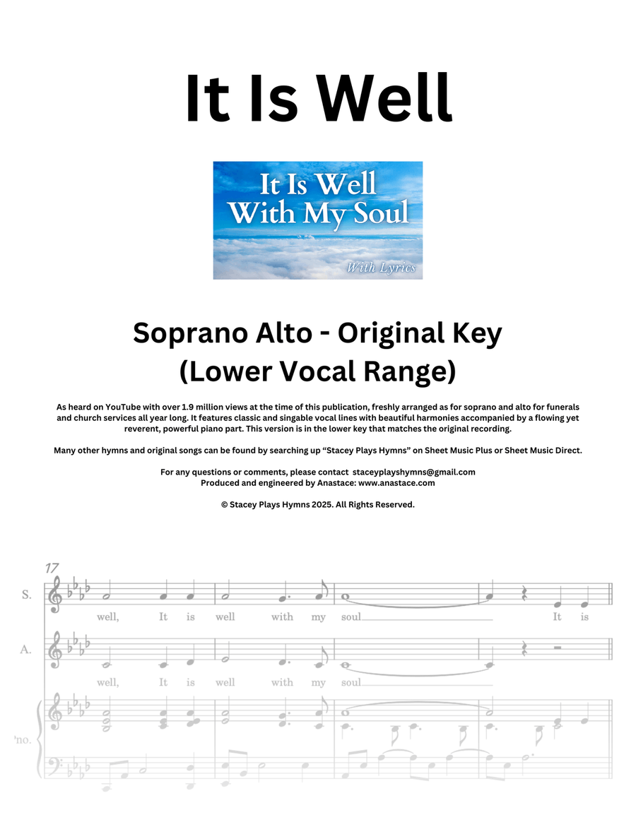 It is Well - Soprano Alto Duet - Lower Voice SA scores gallery preview page 1