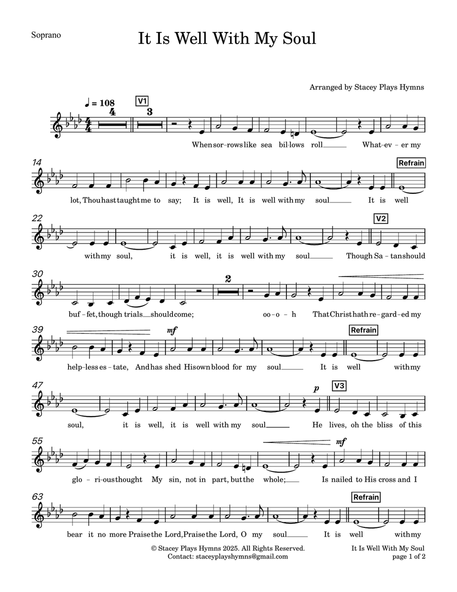 It is Well - Soprano Alto Duet - Lower Voice SA scores gallery preview page 2
