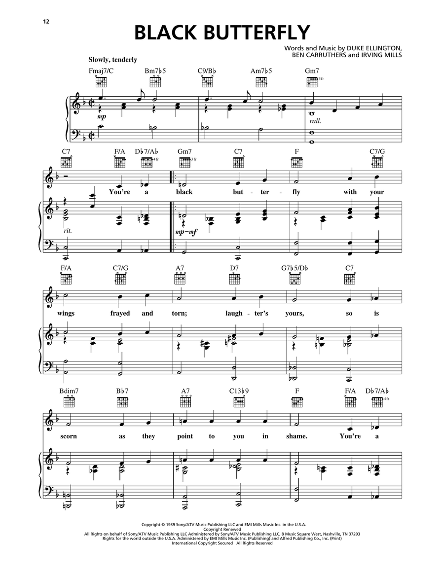 Black Butterfly Black Butterfly Piano, Vocal, Guitar scores gallery preview page 1