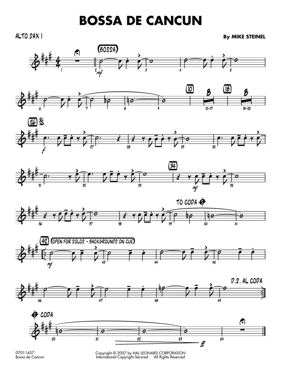 Bossa de Cancun - Alto Sax 1 Jazz Ensemble scores gallery preview page 1
