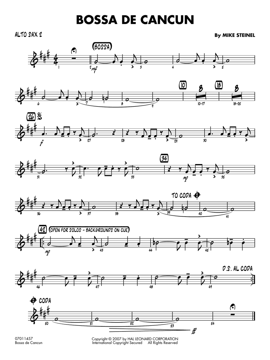 Bossa de Cancun - Alto Sax 2 Jazz Ensemble scores gallery preview page 1