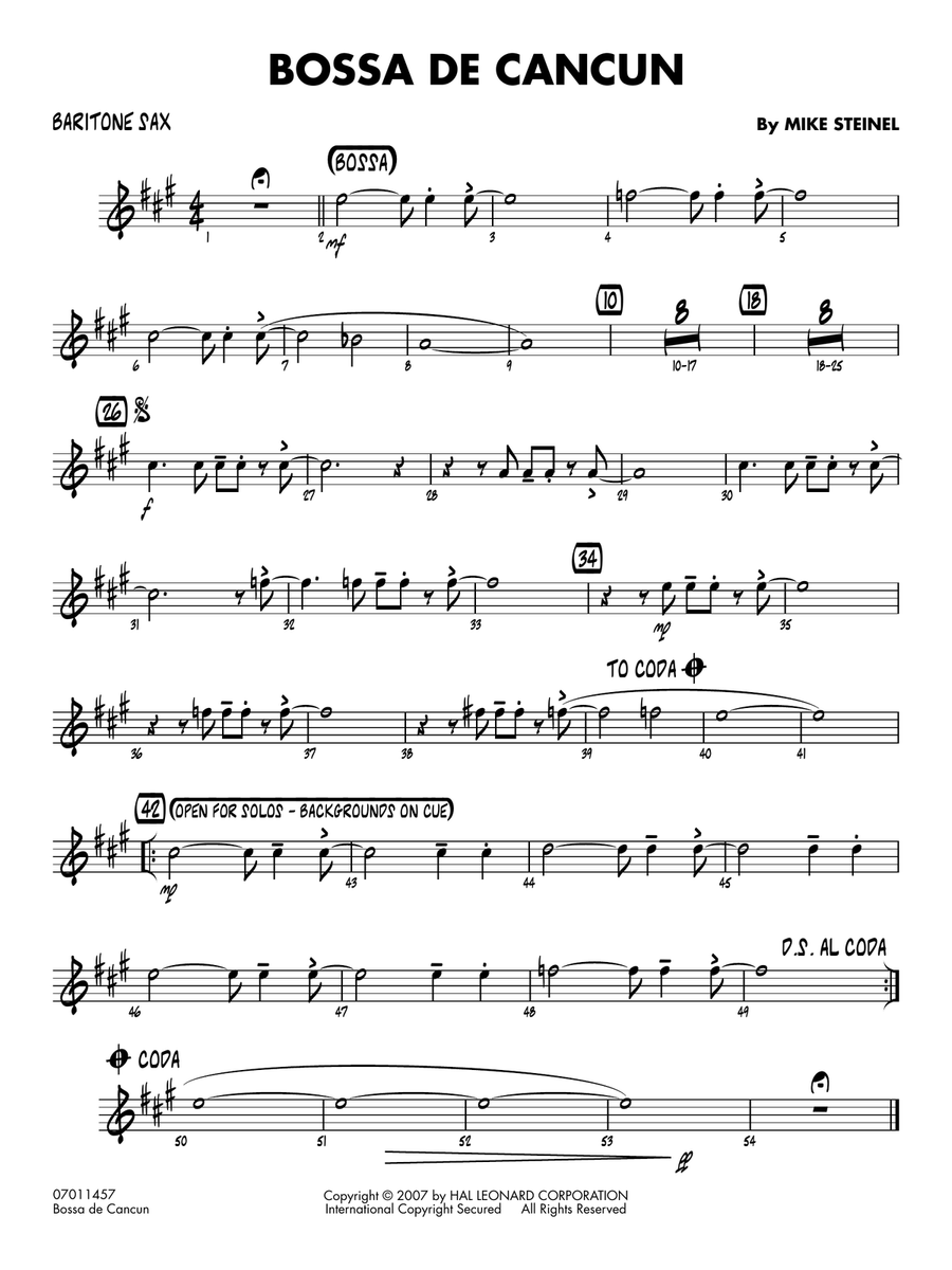 Bossa de Cancun - Baritone Sax Jazz Ensemble scores gallery preview page 1