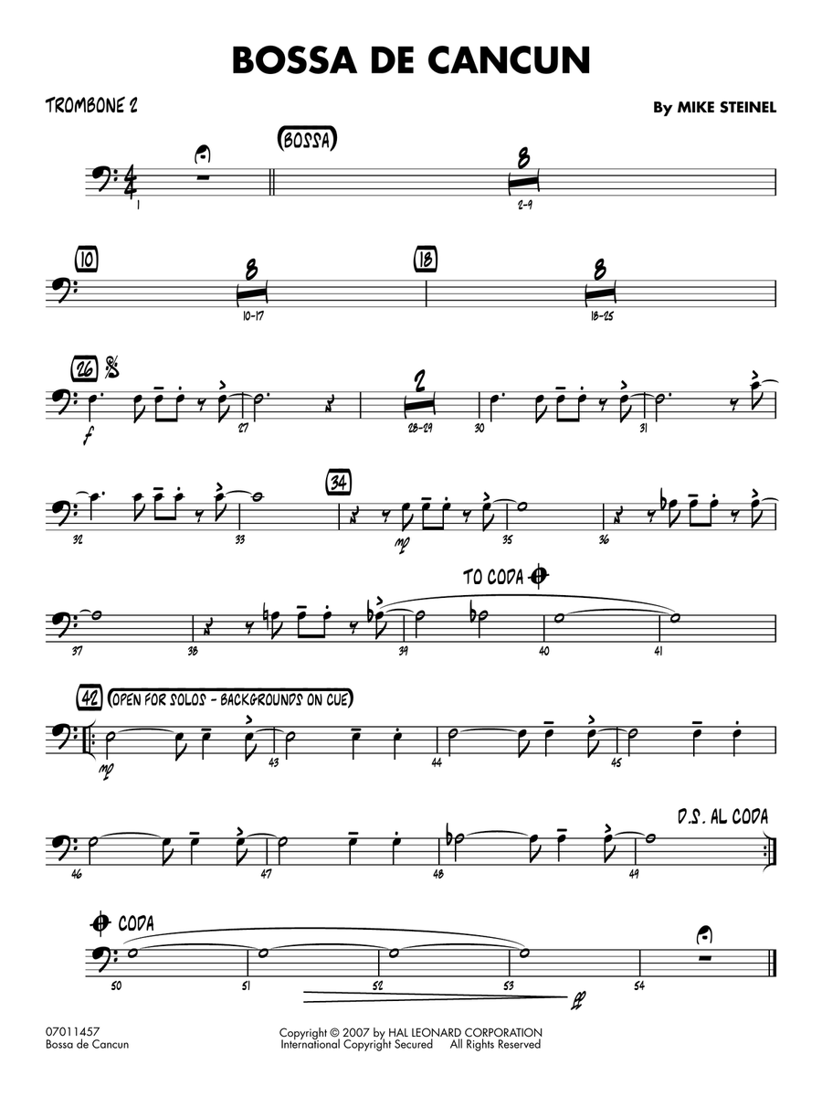Bossa de Cancun - Trombone 2 Jazz Ensemble scores gallery preview page 1
