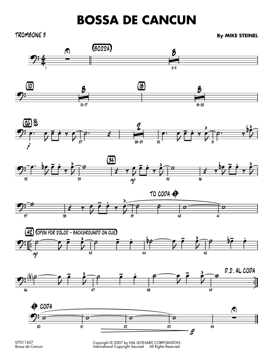 Bossa de Cancun - Trombone 3 Jazz Ensemble scores gallery preview page 1