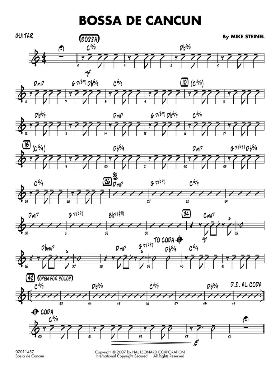 Bossa de Cancun - Guitar Bossa de Cancun - Guitar Jazz Ensemble scores gallery preview page 1