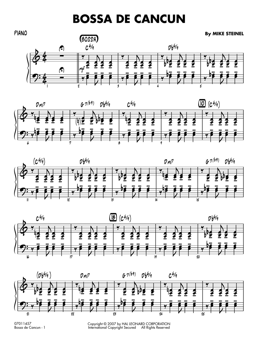 Bossa de Cancun - Piano Bossa de Cancun - Piano Jazz Ensemble scores gallery preview page 1