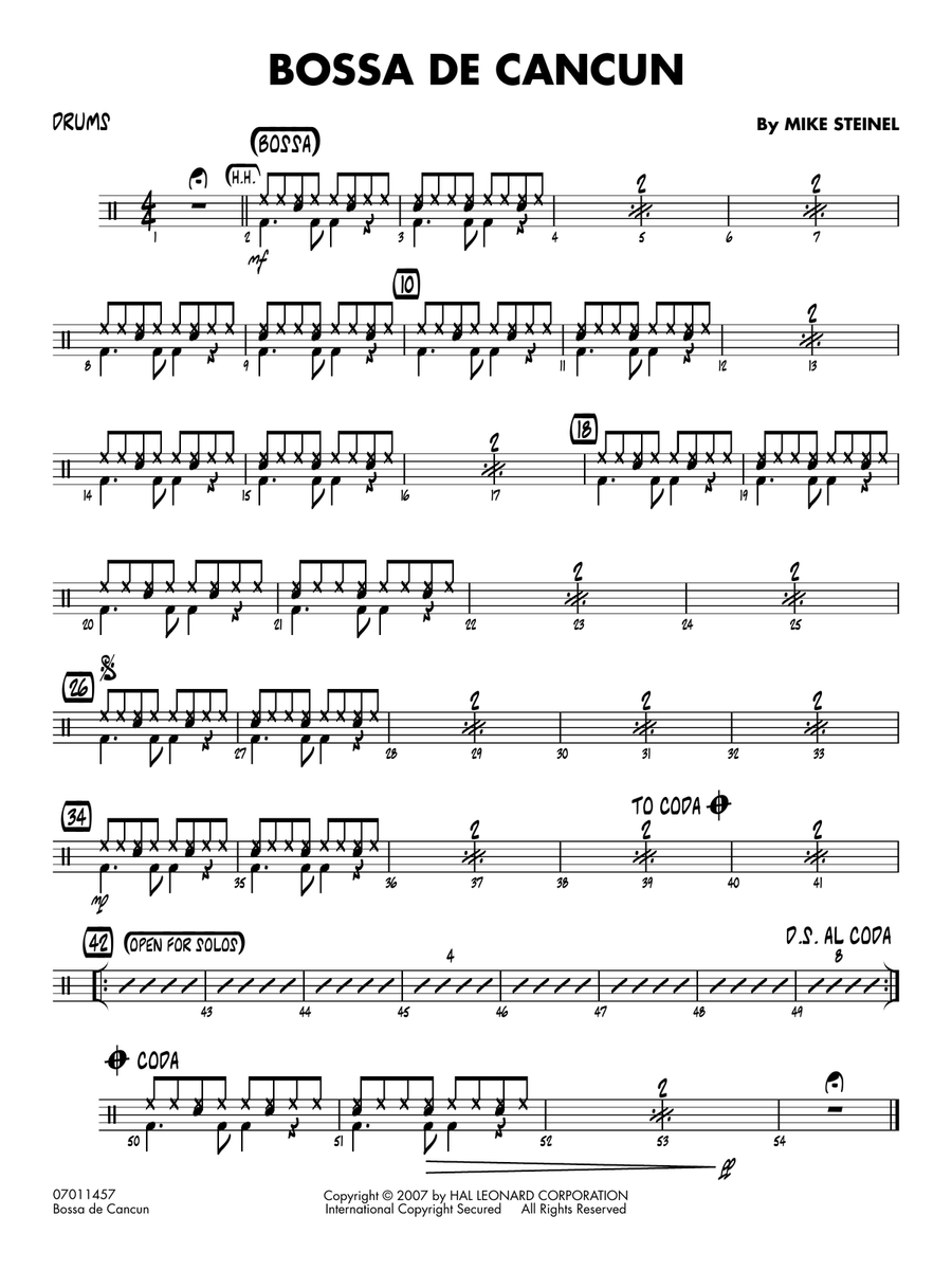 Bossa de Cancun - Drums Bossa de Cancun - Drums Jazz Ensemble scores gallery preview page 1