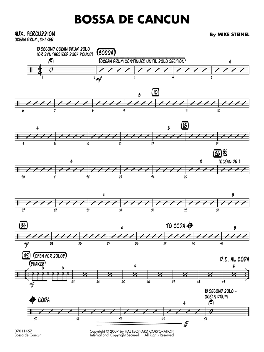 Bossa de Cancun - Aux Percussion Jazz Ensemble scores gallery preview page 1