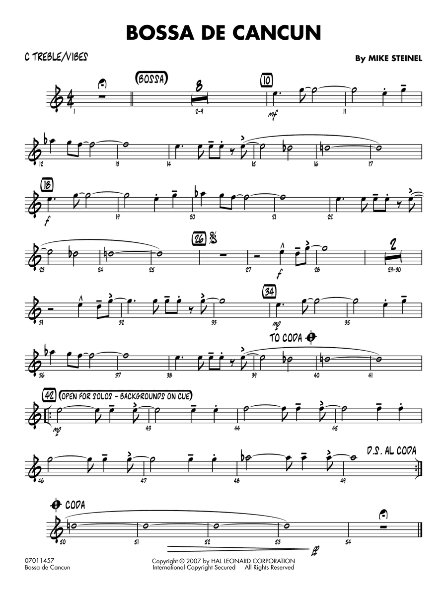 Bossa de Cancun - C Treble/Vibes Jazz Ensemble scores gallery preview page 1