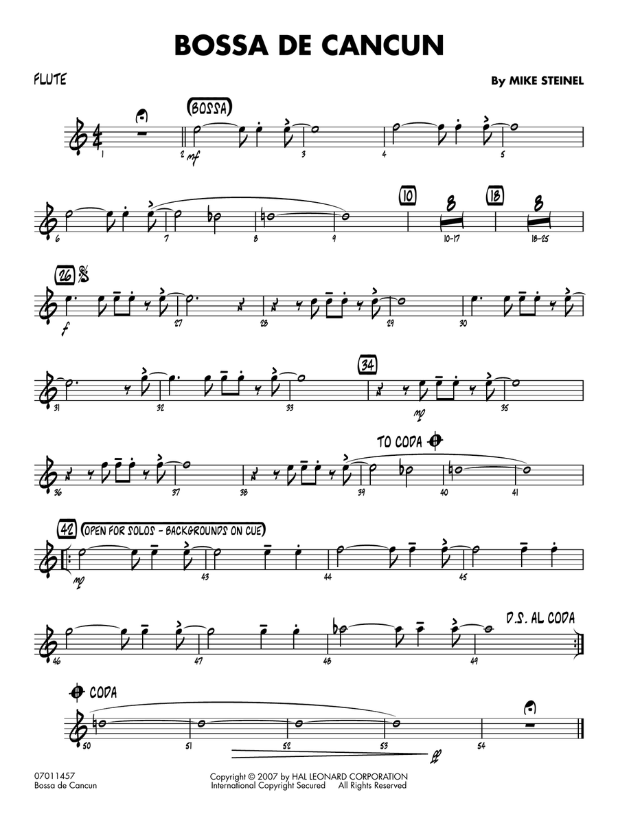 Bossa de Cancun - Flute Bossa de Cancun - Flute Jazz Ensemble scores gallery preview page 1