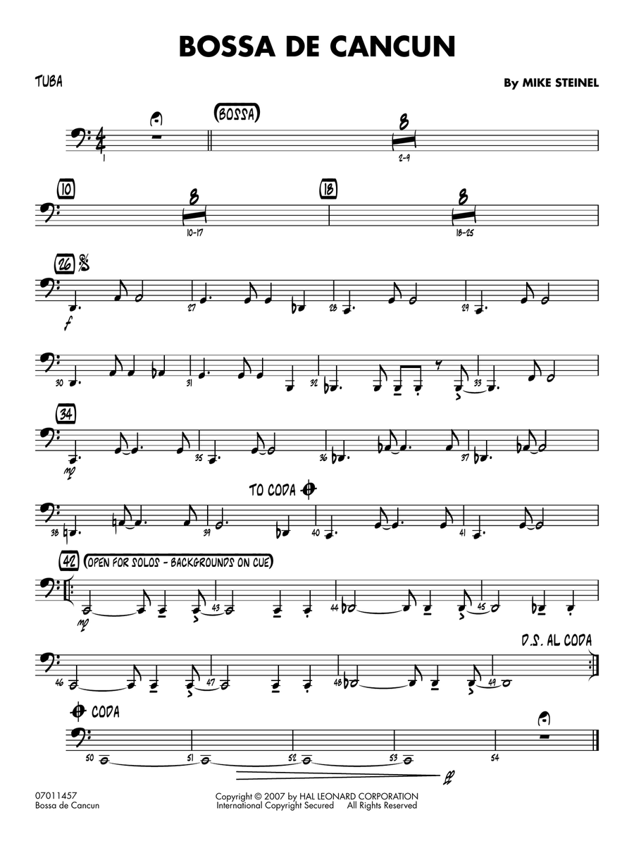 Bossa de Cancun - Tuba Bossa de Cancun - Tuba Jazz Ensemble scores gallery preview page 1