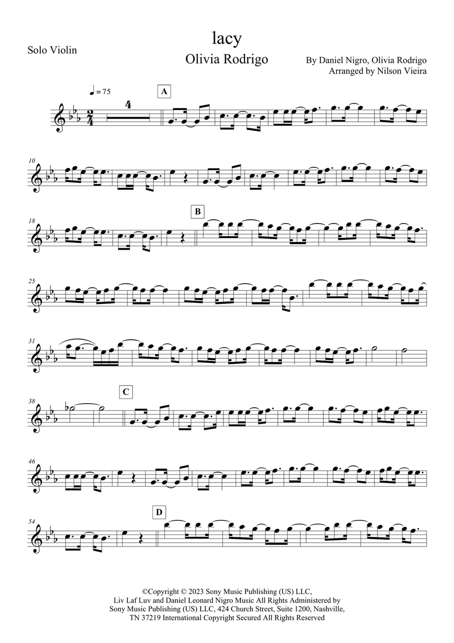 Lacy Violin Solo scores gallery preview page 1