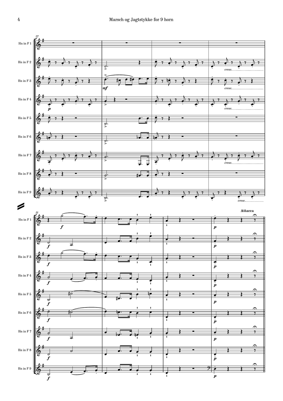 Fröhlich: Marsch og Jagtstykke for 9 horn (March and Hunting Piece for 9 Horns) Op. 40 - Score Only Brass Ensemble scores gallery preview page 6