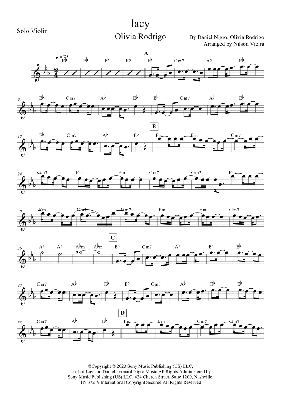 Lacy Violin Solo scores gallery preview page 1
