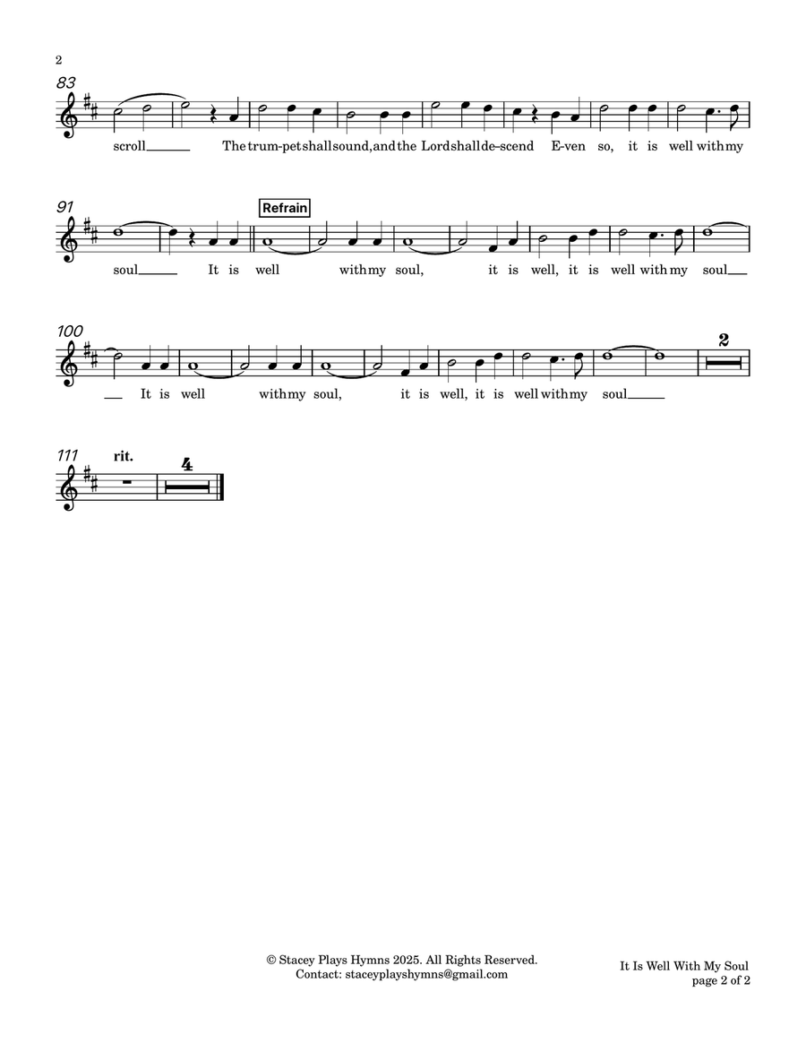 It is Well With My Soul (When Peace Like a River) - Soprano Alto Duet Higher Key Alto Voice scores gallery preview page 3